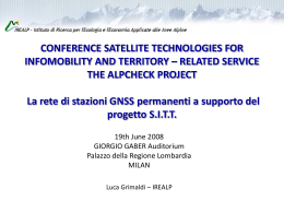 La rete di stazioni GNSS permanenti a supporto del progetto