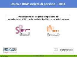 Unico e IRAP società di persone – 2011 Il