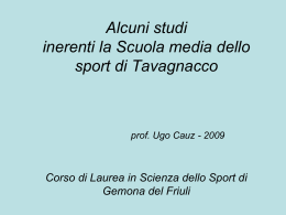 Alcuni studi inerenti la Scuola Media dello Sport di Tavagnacco