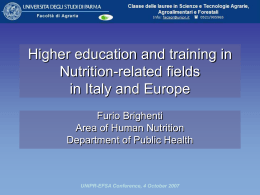 Higher education and training in Nutrition