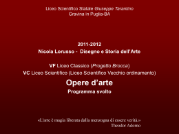 Opere d`Arte in Programma A.S.2011-2012