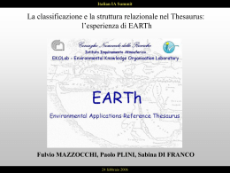 Relazioni del thesaurus - EARTh - Consiglio Nazionale delle Ricerche