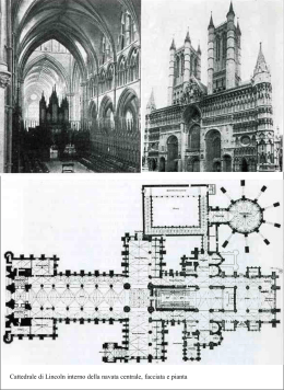 Cattedrale di Lincoln interno della navata centrale, facciata e pianta
