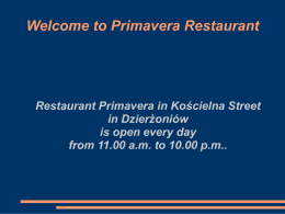 Welcome to Primavera Restaurant
