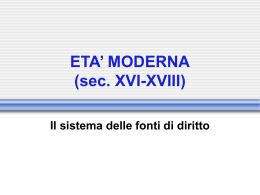 ETA` MODERNA (sec. XVI-XVIII) - Sezione di Storia del diritto