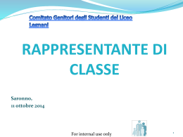 RAPPRESENTANTE DI CLASSE Saronno, 11 ottobre 2014