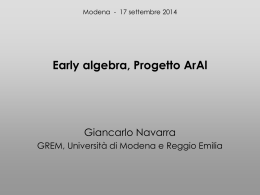 Navarra G., Approccio all`early algebra, Curricolo in