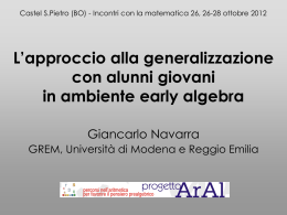 L`approccio alla generalizzazione con alunni giovani