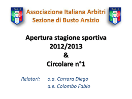 Apertura stagione sportiva 2012/2013