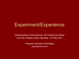 Experiment/Experience