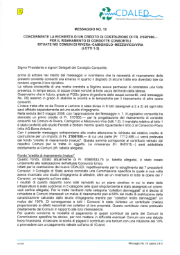 messaggio 19 concernente la richiesta un credito di costruzione di