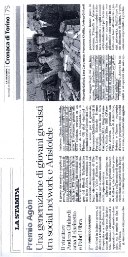 Visualizza l`articolo de La Stampa del 24 maggio 2012 in formato PDF