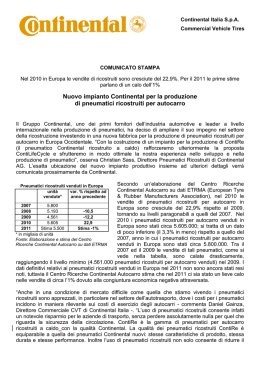 Nuovo impianto Continental per la produzione di pneumatici