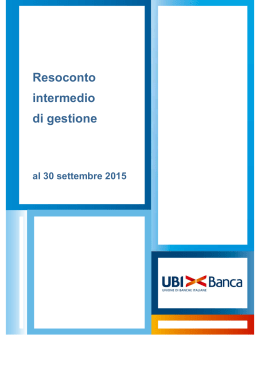 UBI Banca: Resoconto intermedio di gestione al 30 settembre 2015