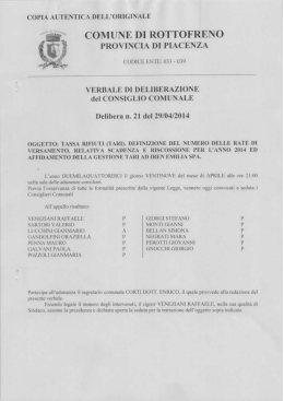 Delibera definizione rate versamento, scadenze e riscossione anno