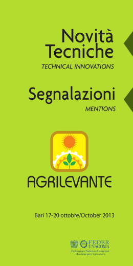 Scarica il fascicolo Concorso Novit&agrave; Tecniche 2013