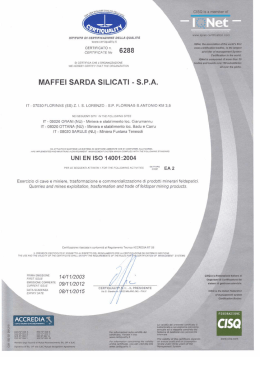 CERTIFICATO I`l. - Minerali Industriali Srl