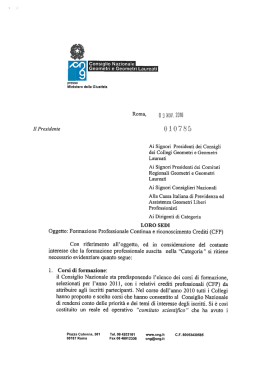 Circolare CNG 10785/2010 - Precisazioni riconoscimenti CFP