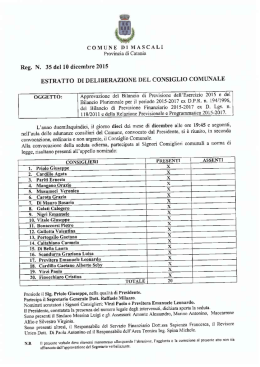 Reg. N. 35 del 10 dicembre 2015 ESTRATTO DI DELIBERAZIONE