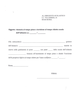 AL DIRIGENTE SCOLASTICO I.C. VIA SORISO, 41 00166 ROMA