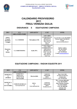 Programma provvisorio gare e raduni Endurance 2011