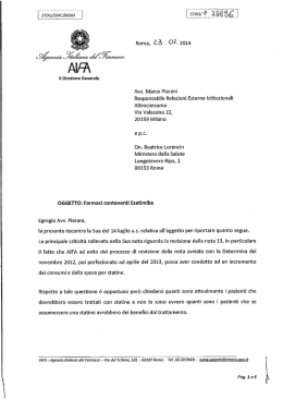 Risposta di AIFA alla lettera di Altroconsumo del 14 Luglio 2014