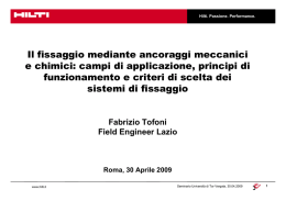 Il fissaggio mediante ancoraggi meccanici e chimici: campi di