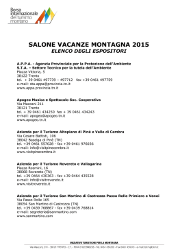 Scarica il file aggiornato con l`elenco degli espositori 2015