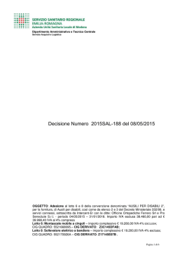 Decisione Numero 2015SAL-188 del 08/05/2015