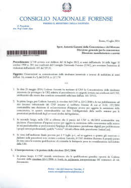 Memoria CNF in procedimento di infrazione