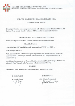 delibera approvazione del piano triennale di prevenzione della
