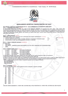 Regolamento Sportivo Trofeo Master Cup 2015