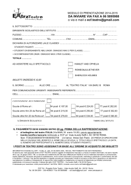 DA INVIARE VIA FAX A 06 5895988 o via e mail a ecf