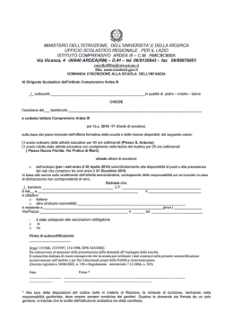 Domanda iscrizione Scuola dell`Infanzia A. S. 2016