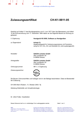 Zulassungszertifikat CH-K1-9811-05