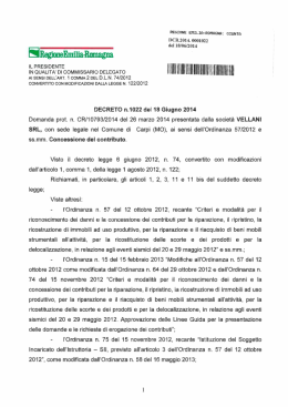 Decreto n. 1022 del 18 Giugno 2014 - Regione Emilia