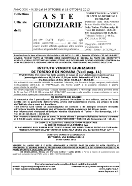 Bollettino aste giudiziarie I.V.G. del Piemonte dal 14 al 19 ottobre 2013