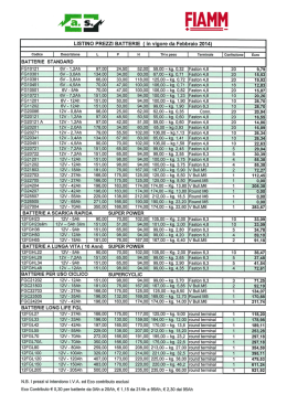 Listino 2014 Batterie FIAMM
