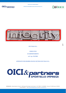 OICI ITALIA S.R.L. CODICE ETICO DI COMPORTAMENTO ex D