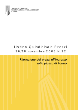 Listino Quindicinale Prezzi Rilevazione dei prezzi all`ingrosso sulla