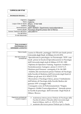 Titolo di studio Laurea in Filosofia punteggio 110/110 cum laude