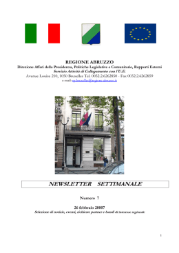 NEWSLETTER SETTIMANALE - Portale Sangro Aventino