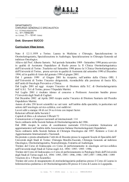 Dott. Giovanni SUCCO Curriculum Vitae breve Nato il 12.11.1959 a