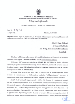 I [ Segretan`o Generale - Provincia Regionale di Messina