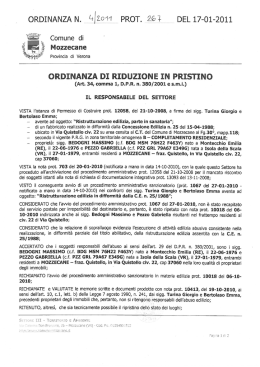 ORDINANZA DI RIDUZIONE IN PRISTINO