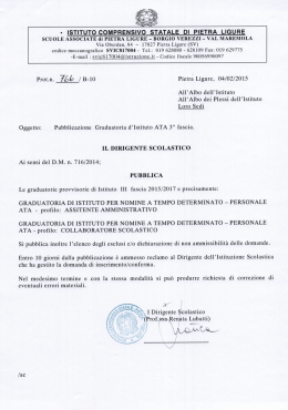 Decreto Pubblicazione Graduatoria ATA provvisoria