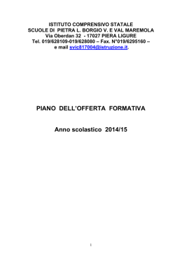 POF a.s. 2014 &ndash; 2015 - Istituto Comprensivo di Pietra Ligure