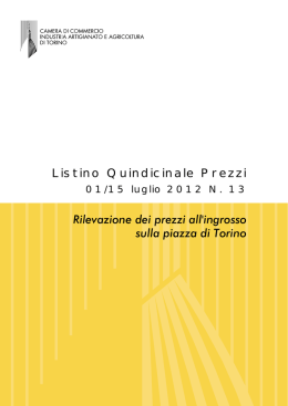 Listino n. 13 Luglio 2012 - Camera di commercio di Torino