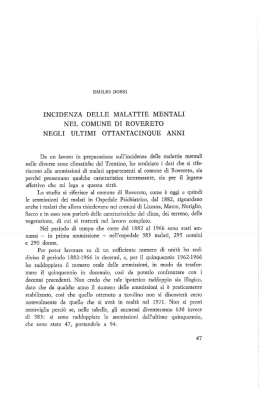 Incidenza delle malattie mentali nel comune di Rovereto negli ultimi
