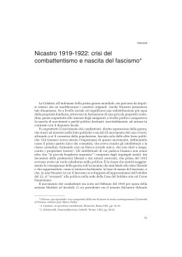 Nicastro 1919-1922: crisi del combattentismo e nascita del fascismo*